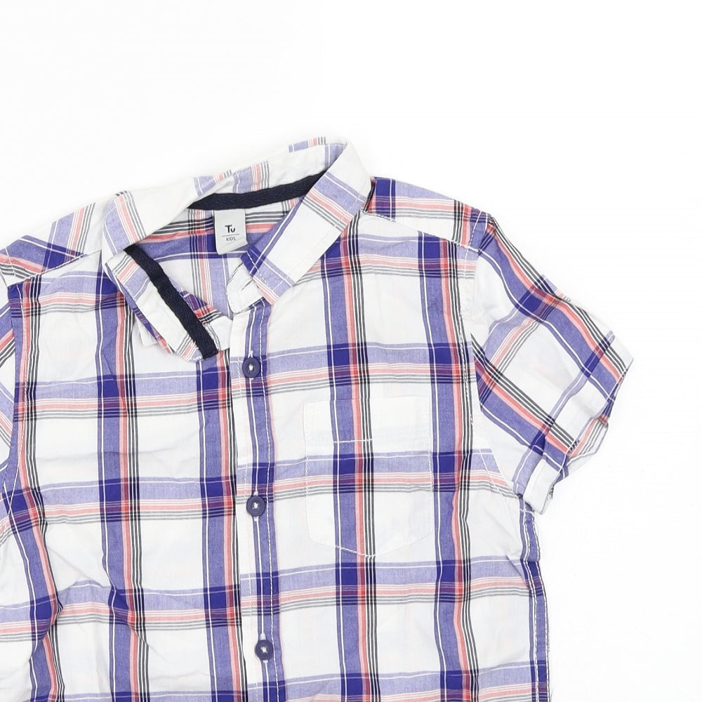 TU Boys White Check  Basic Button-Up Size 7 Years