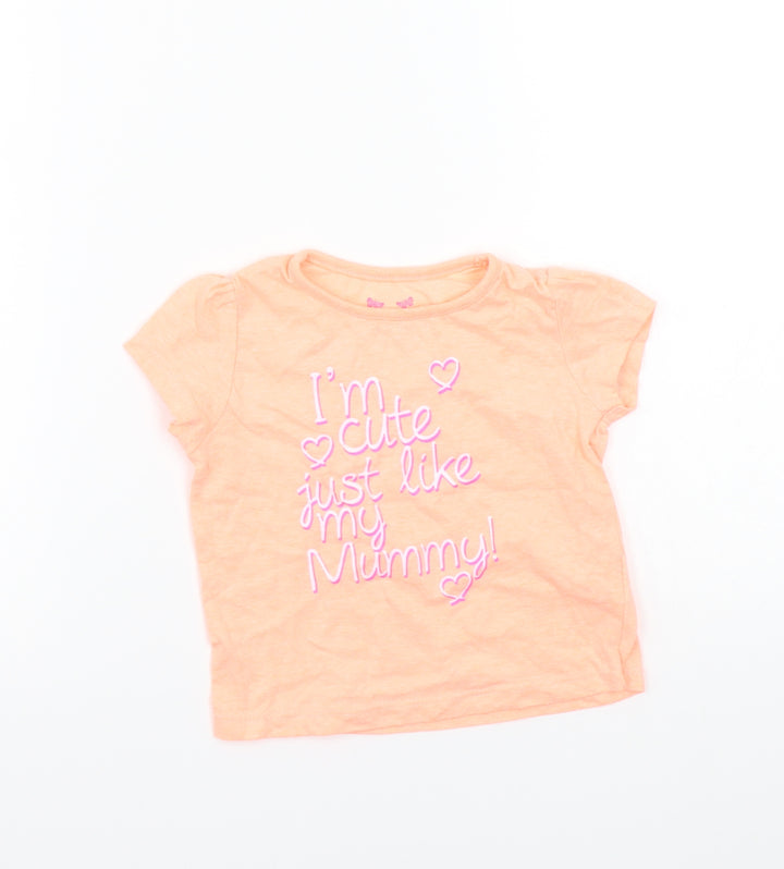 Young Dimension Girls Orange   Basic T-Shirt Size 9-12 Months