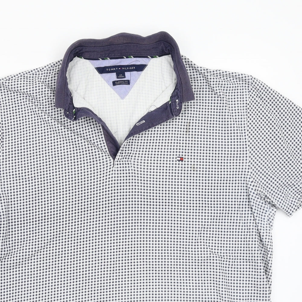 Tommy Hilfiger Mens White Check   Polo Size L