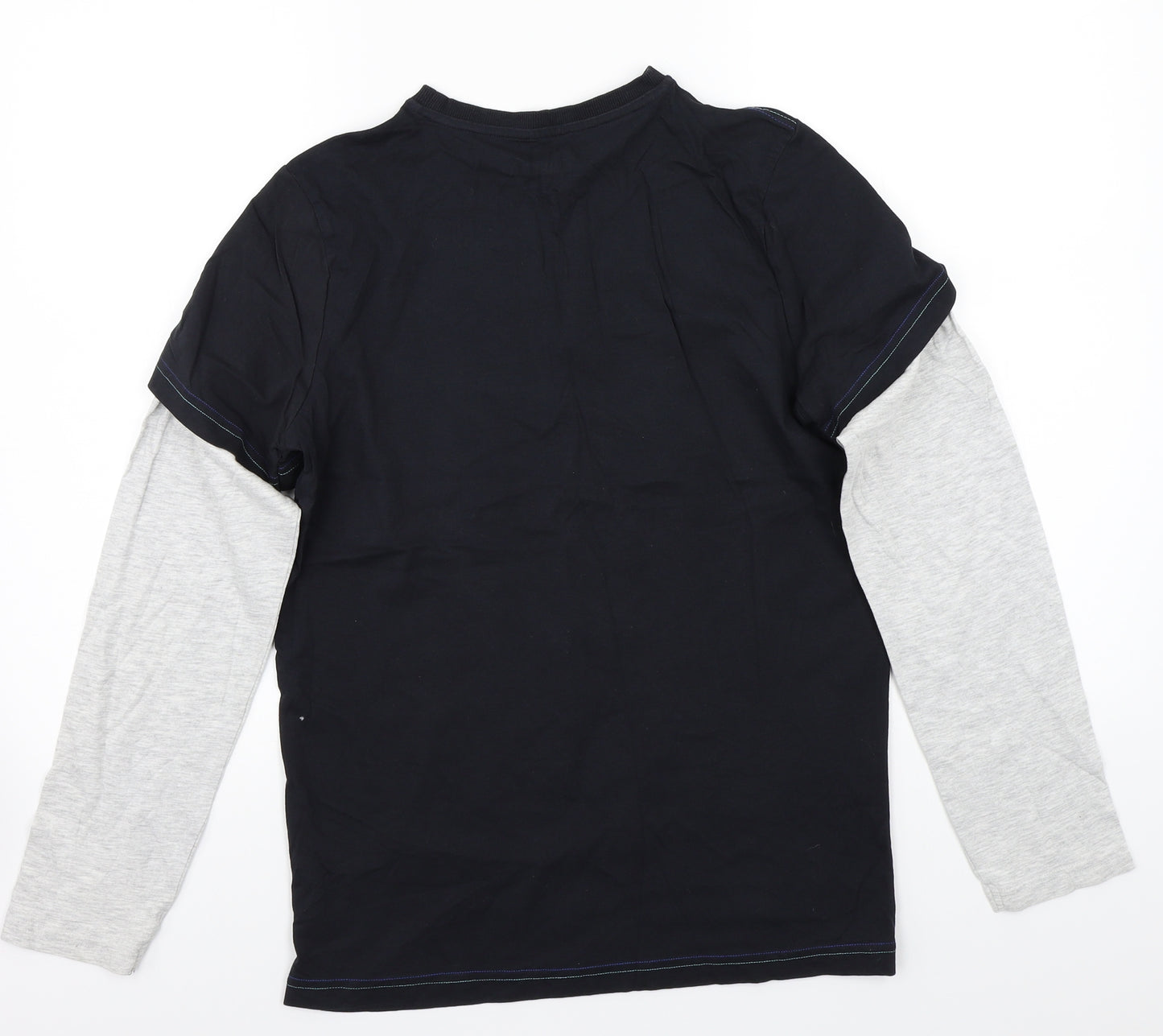 F&F Boys Black  Rayon Basic T-Shirt Size 13 Years