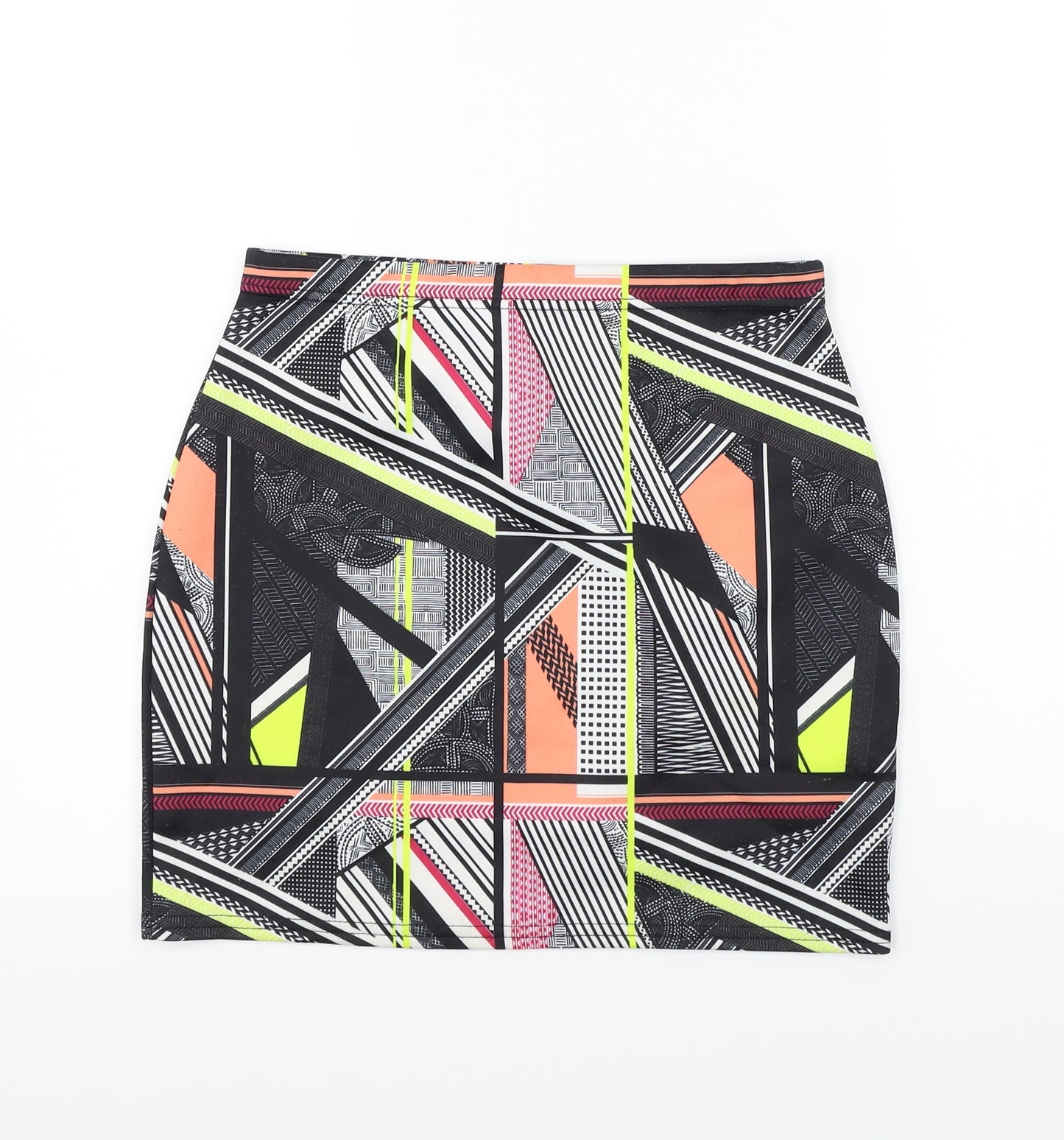 Miss Selfridge Womens Black Geometric  A-Line Skirt Size 10