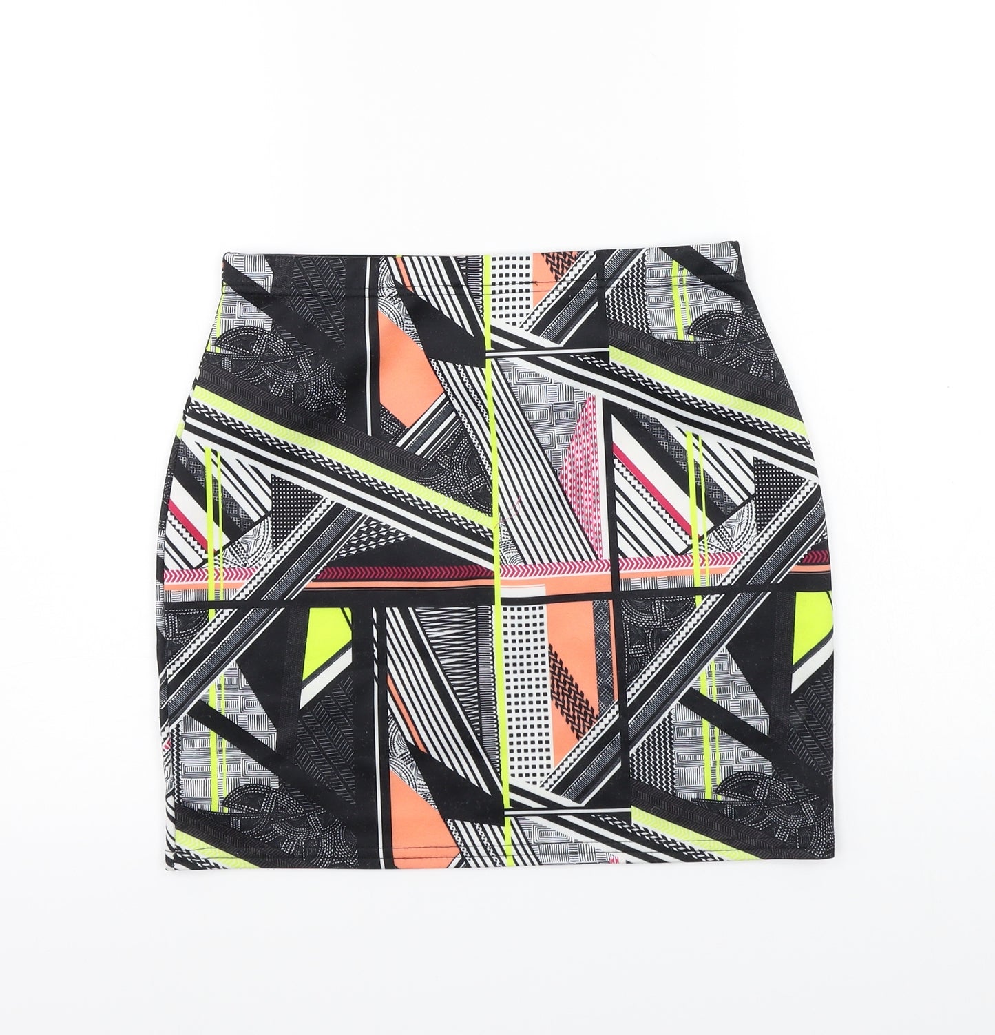 Miss Selfridge Womens Black Geometric  A-Line Skirt Size 10