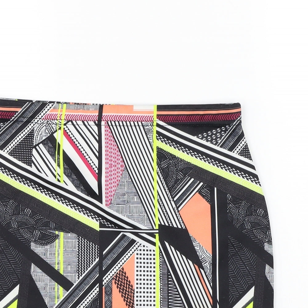 Miss Selfridge Womens Black Geometric  A-Line Skirt Size 10