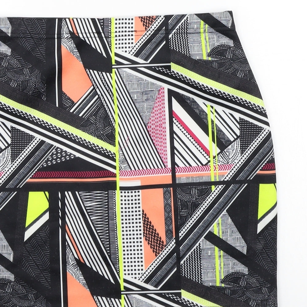 Miss Selfridge Womens Black Geometric  A-Line Skirt Size 10