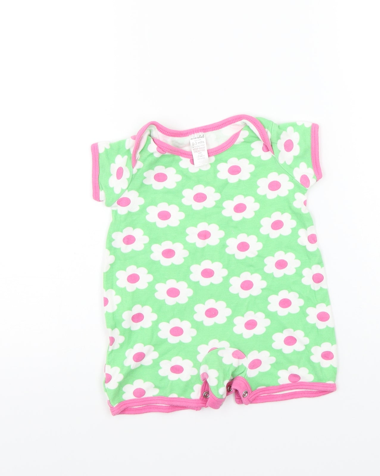Mini Club Girls Green Floral  Babygrow One-Piece Size 0-3 Months