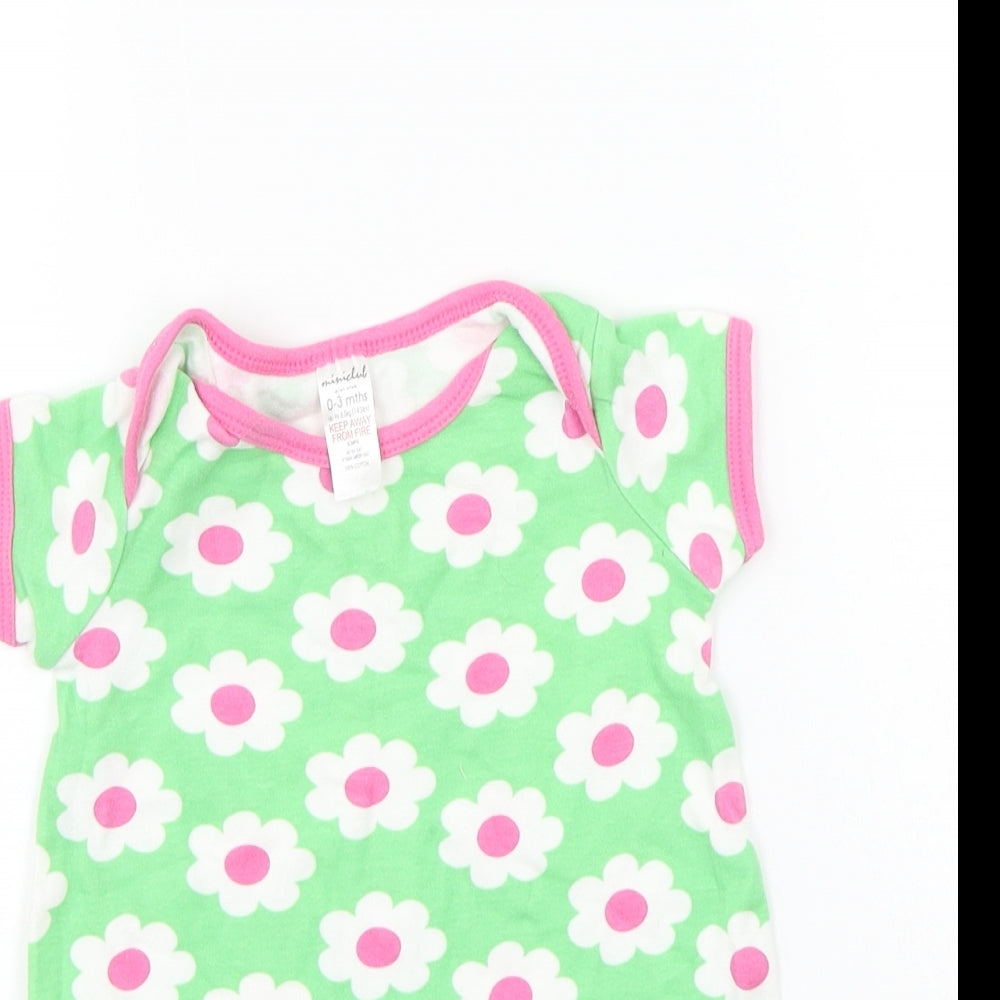 Mini Club Girls Green Floral  Babygrow One-Piece Size 0-3 Months