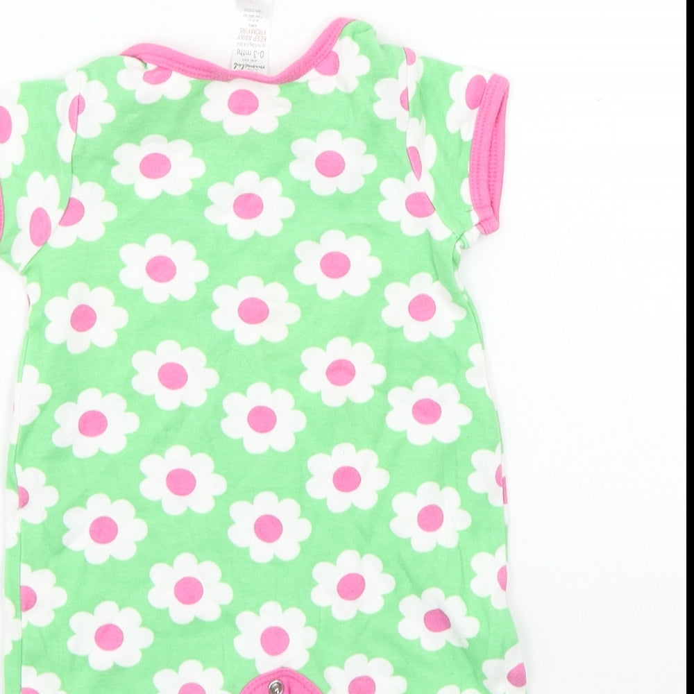 Mini Club Girls Green Floral  Babygrow One-Piece Size 0-3 Months