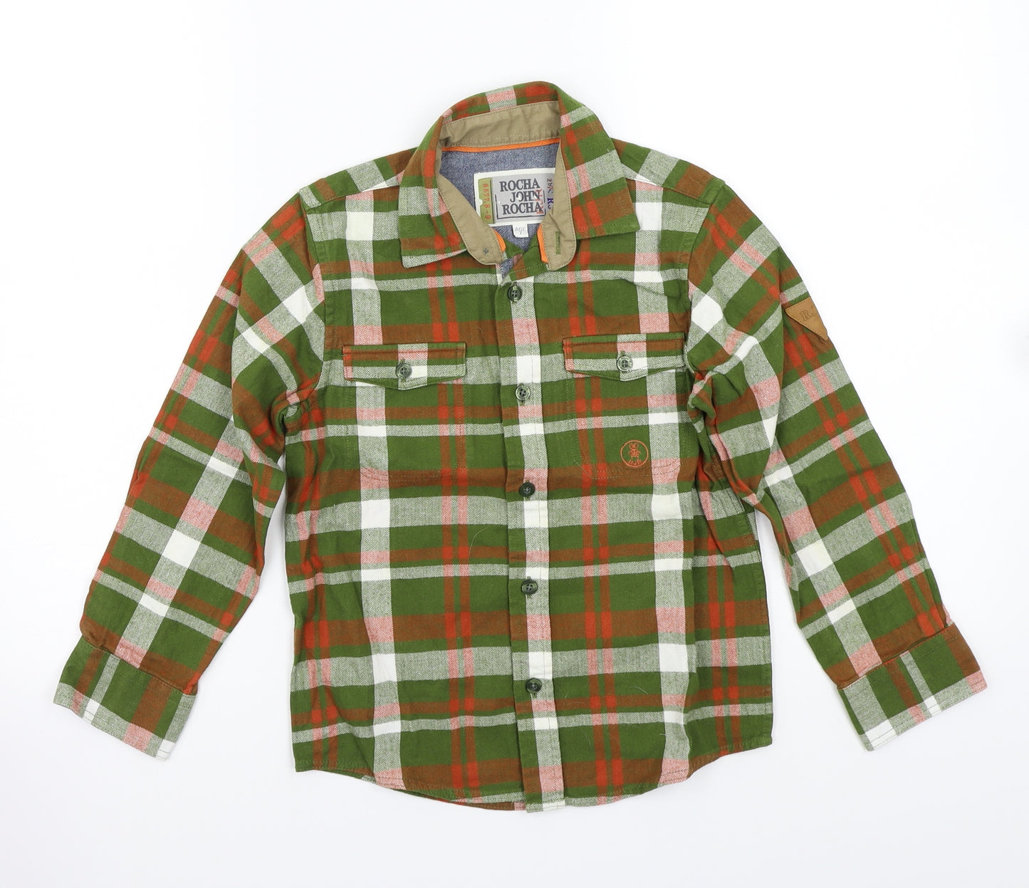 RJR.John Rocha Boys Grey Check Rayon Basic Button-Up Size 7 Years