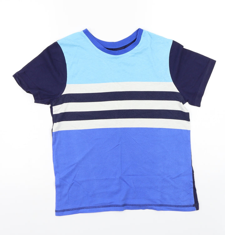 George Boys Blue Striped Basic T-Shirt Size 12 Years