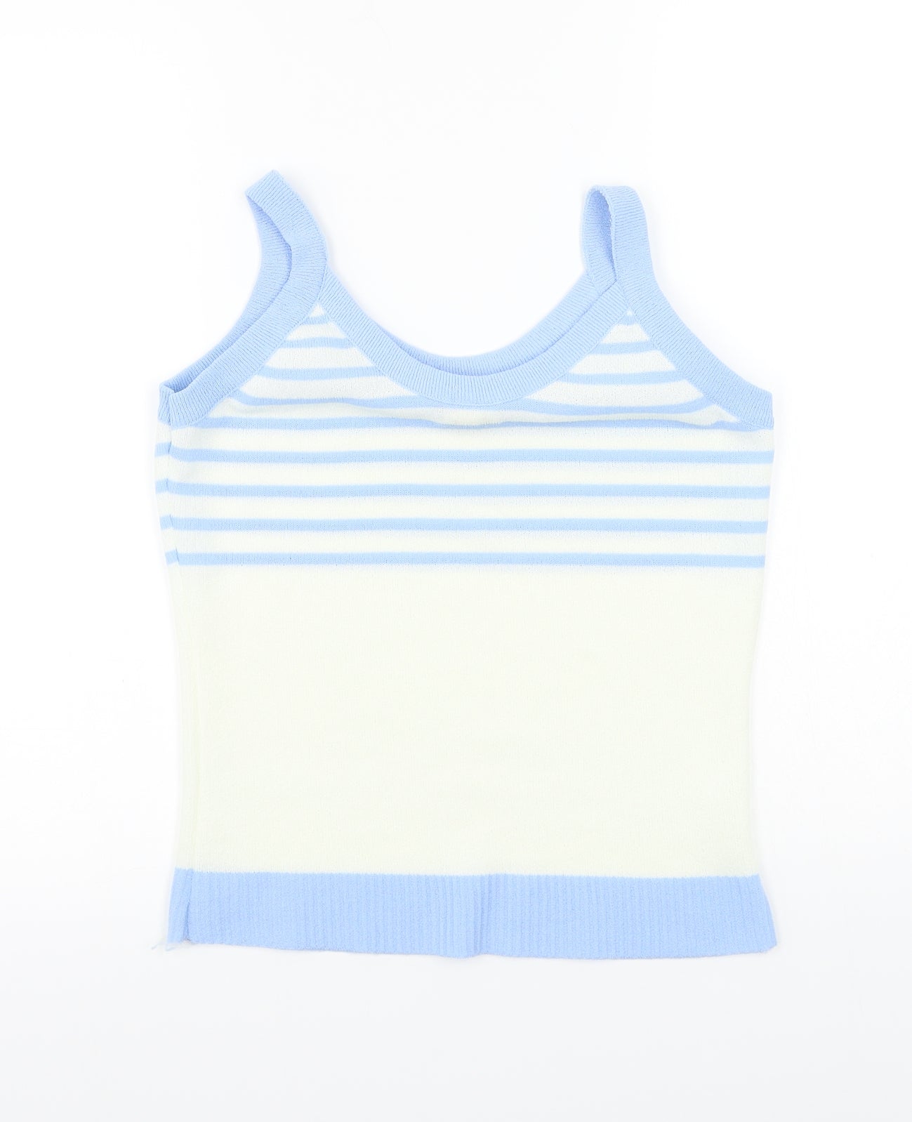 Tersuisse Womens Blue Striped Rayon Basic Tank Size 16