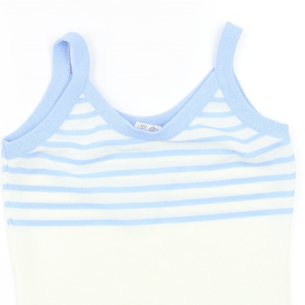 Tersuisse Womens Blue Striped Rayon Basic Tank Size 16