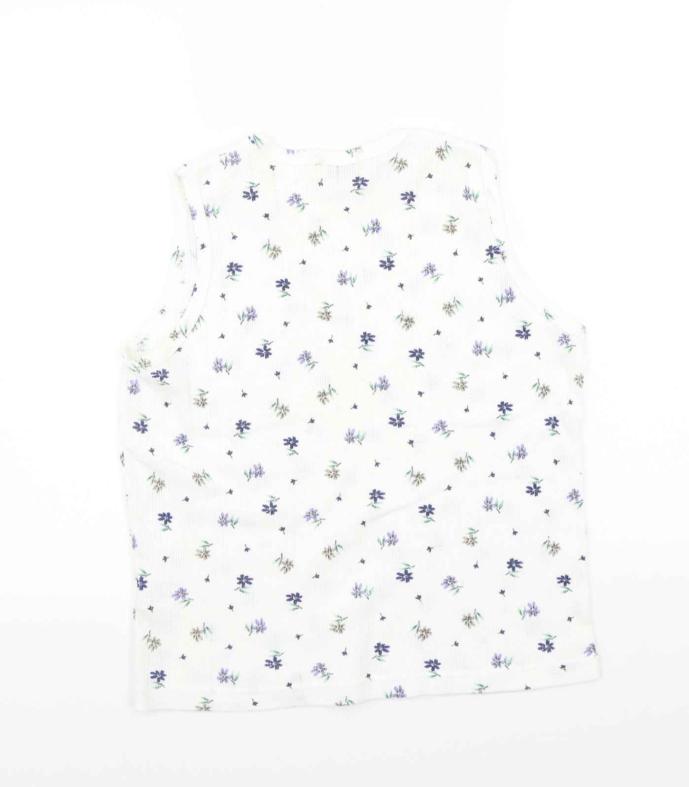 Bonmarché Womens White Floral  Basic T-Shirt Size M