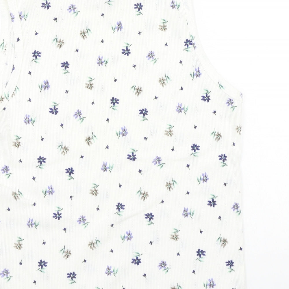 Bonmarché Womens White Floral  Basic T-Shirt Size M