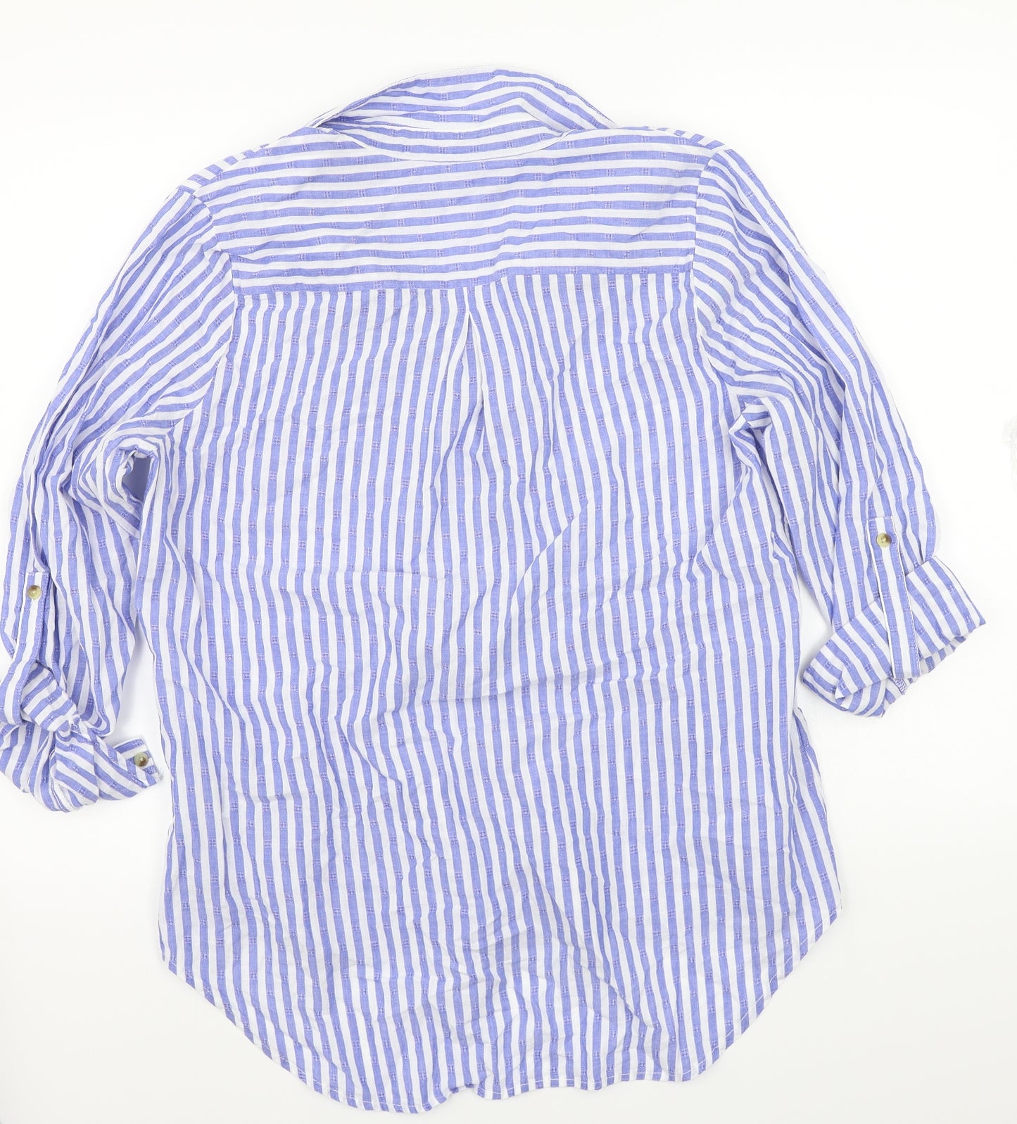 Marks and Spencer Womens Blue Striped  Basic Button-Up Size 14