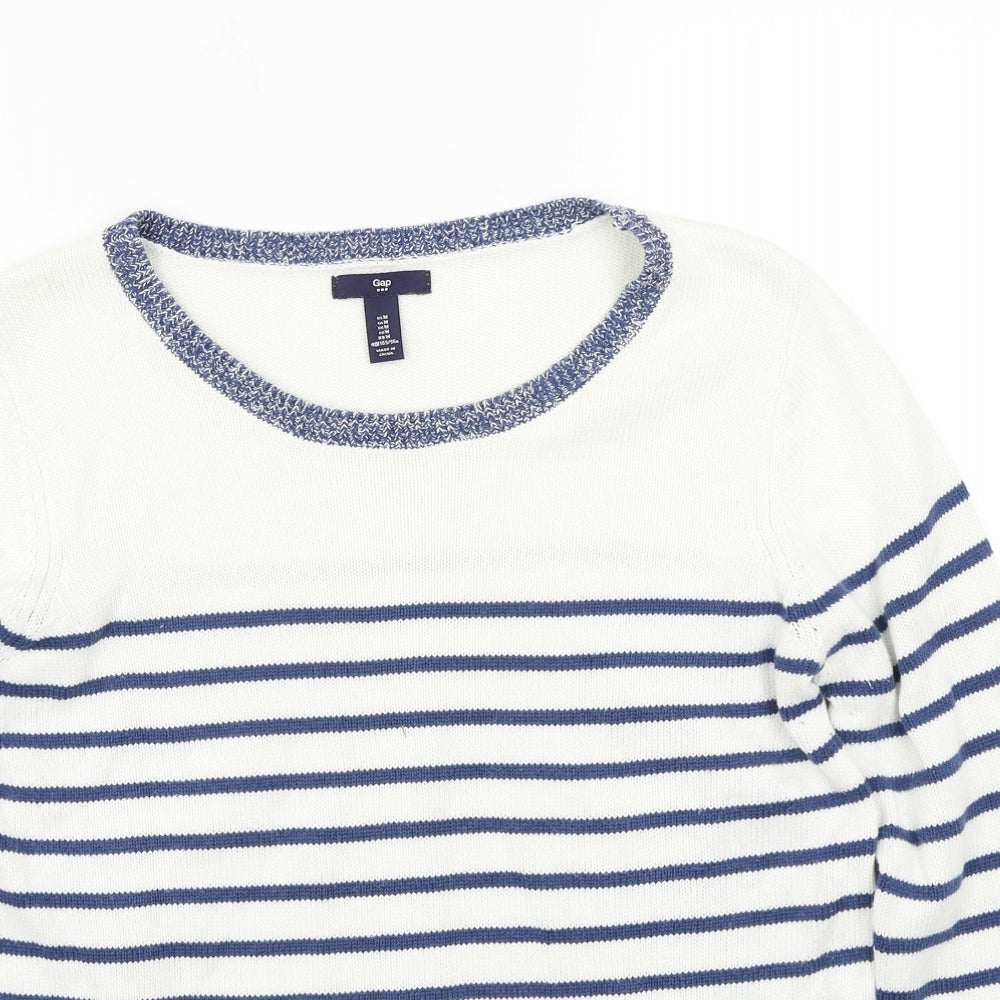 Gap Womens White Striped  Pullover Jumper Size M