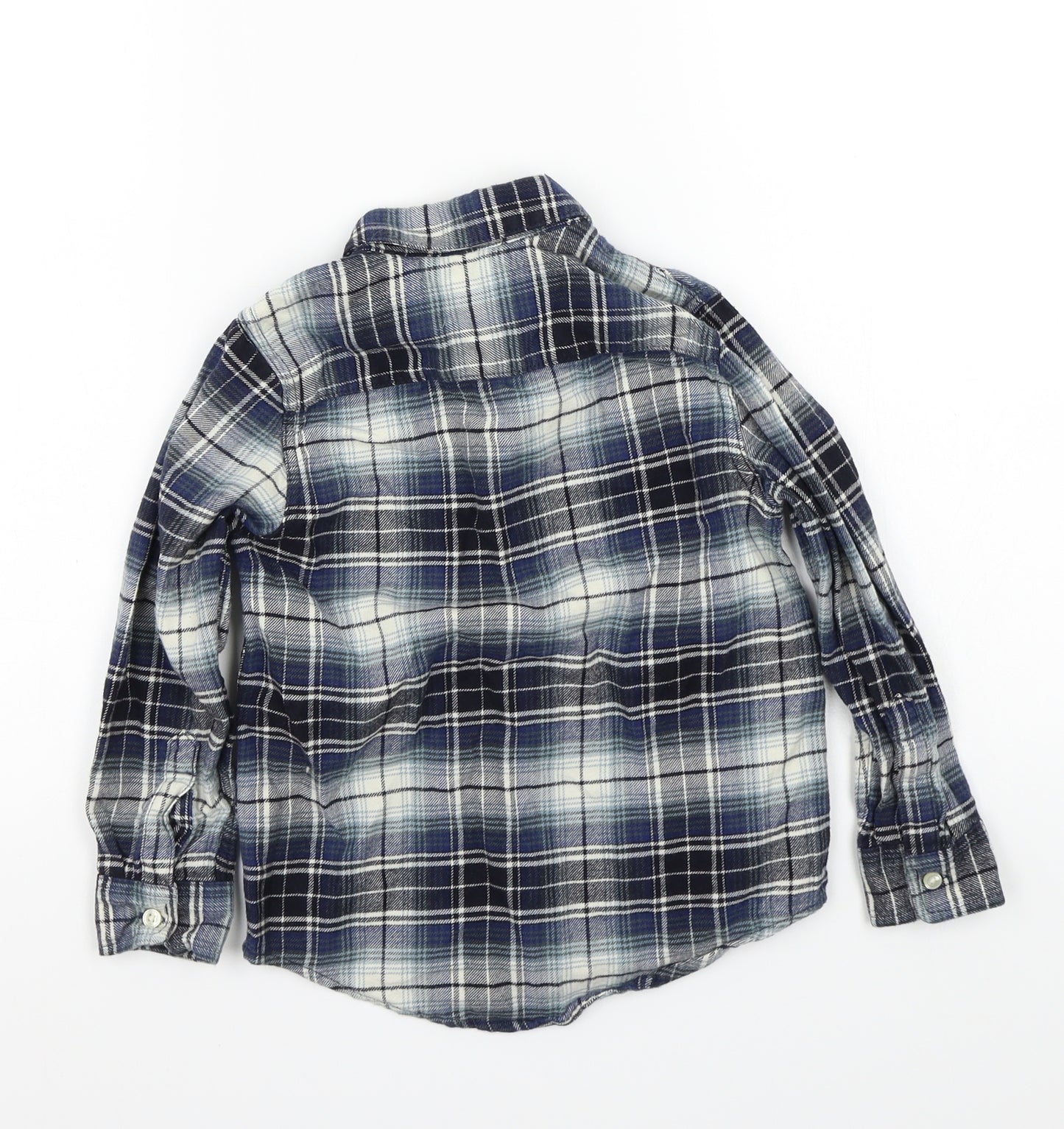 NEXT Boys Blue Check Rayon Basic Button-Up Size 5 Years