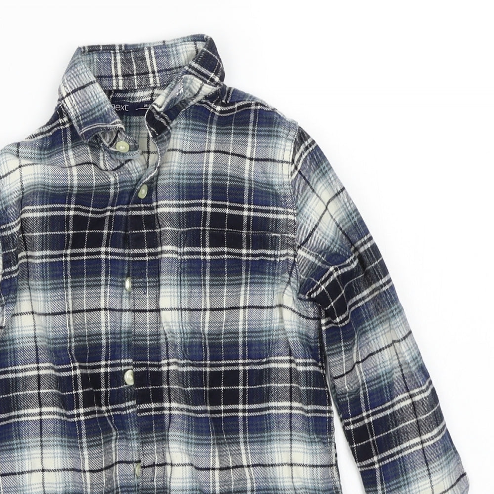 NEXT Boys Blue Check Rayon Basic Button-Up Size 5 Years