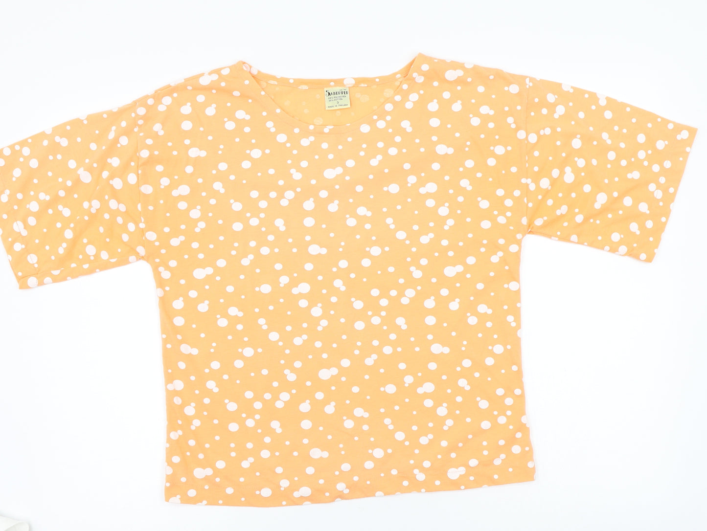 Sandpiper Womens Orange Polka Dot  Basic T-Shirt Size M
