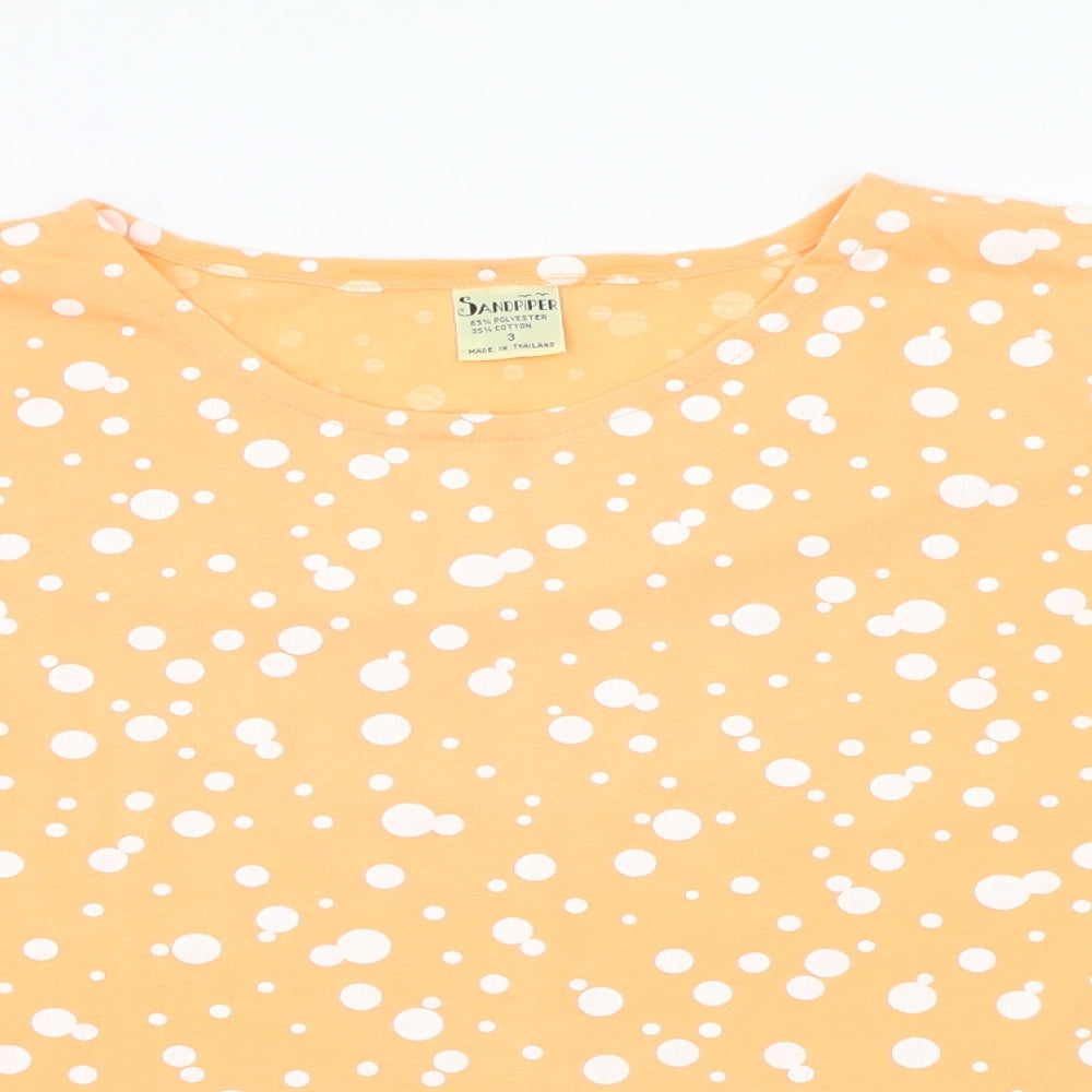 Sandpiper Womens Orange Polka Dot  Basic T-Shirt Size M