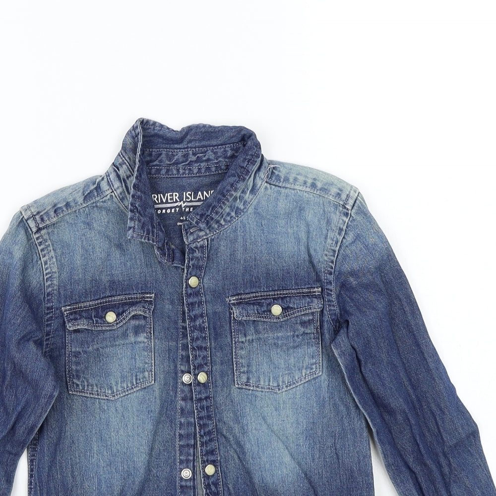 River Island Boys Blue   Basic Button-Up Size 4-5 Years