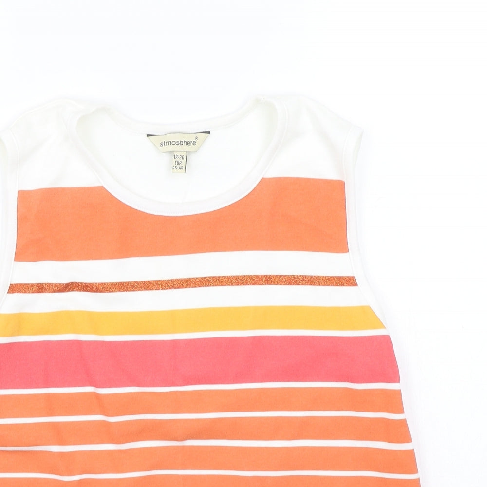 Primark Womens White Striped  Basic Tank Size 18