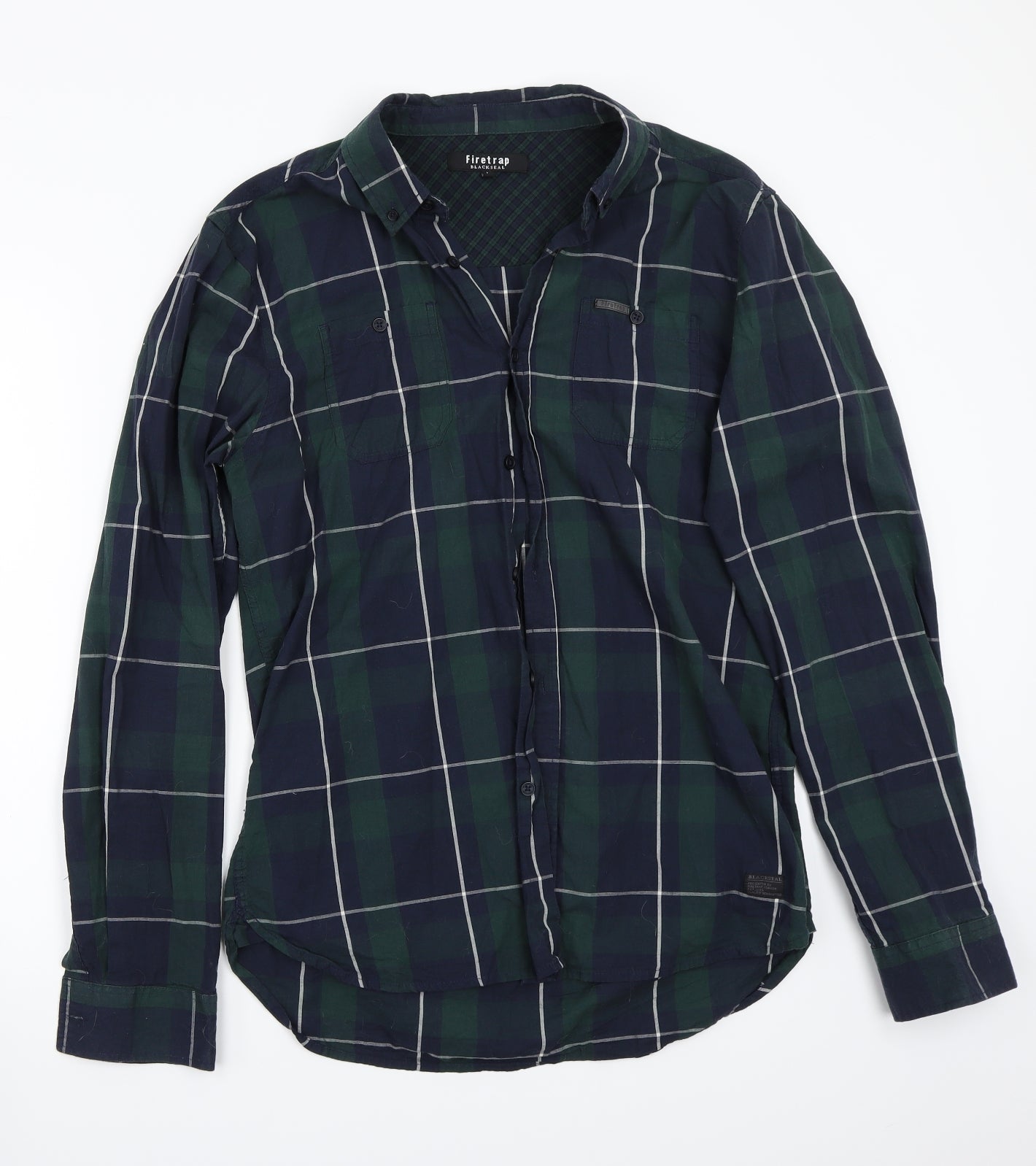 Firetrap Mens Green Check   Button-Up Size L
