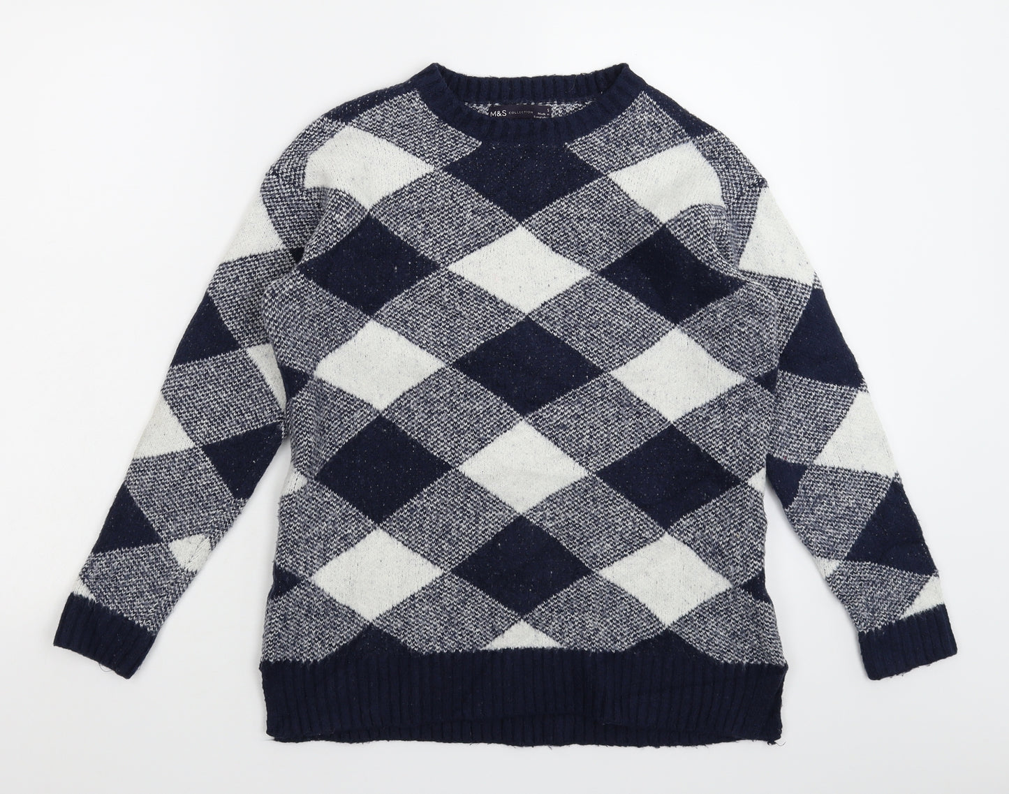Marks and Spencer Womens Multicoloured Check Knit Pullover Jumper Size S