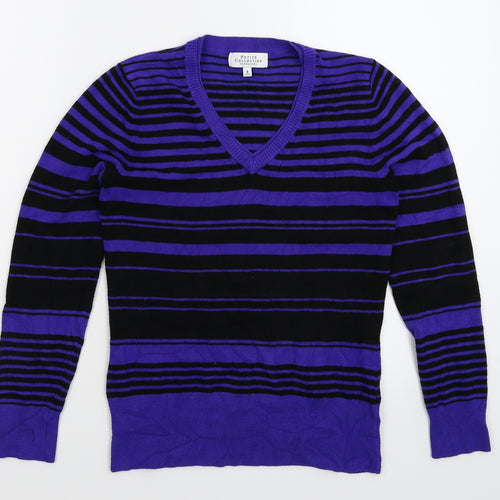 Debenhams Womens Purple Striped Knit Pullover Jumper Size 8