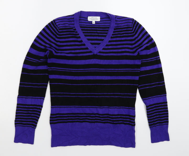Debenhams Womens Purple Striped Knit Pullover Jumper Size 8