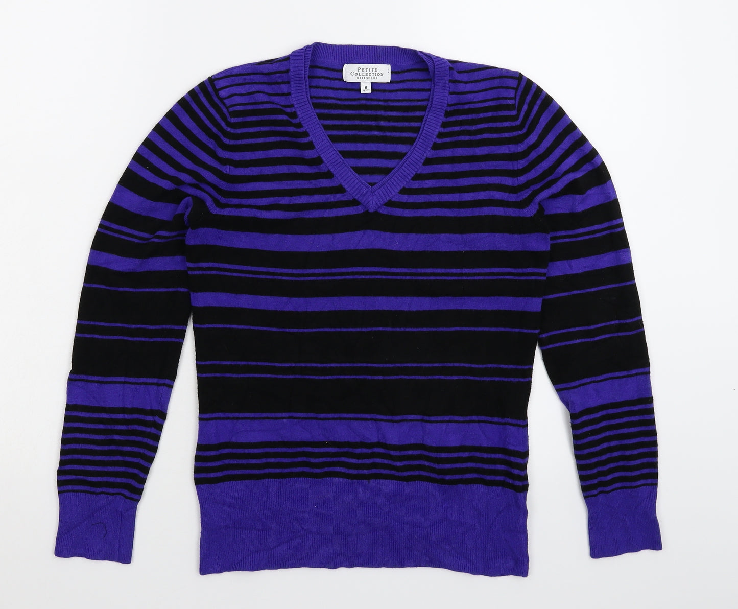 Debenhams Womens Purple Striped Knit Pullover Jumper Size 8