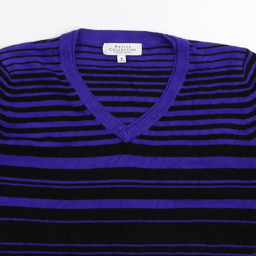 Debenhams Womens Purple Striped Knit Pullover Jumper Size 8