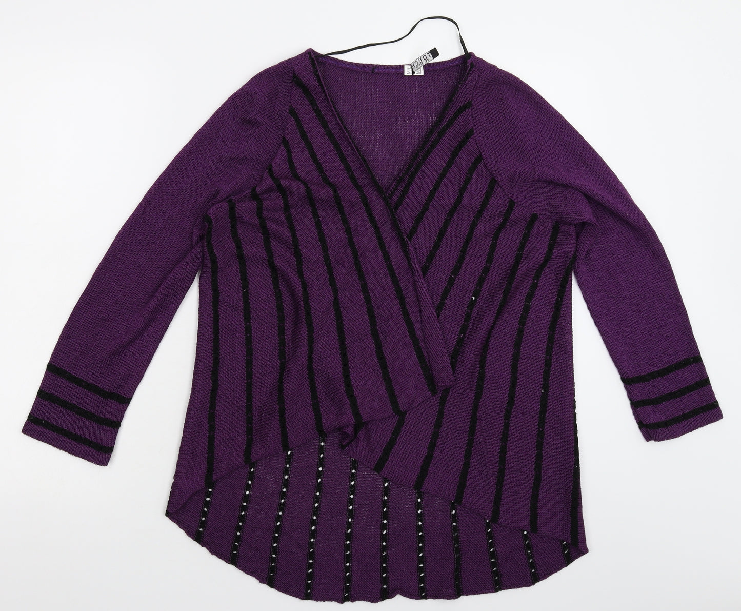 Touch Womens Purple Striped Knit Cardigan Jumper Size L