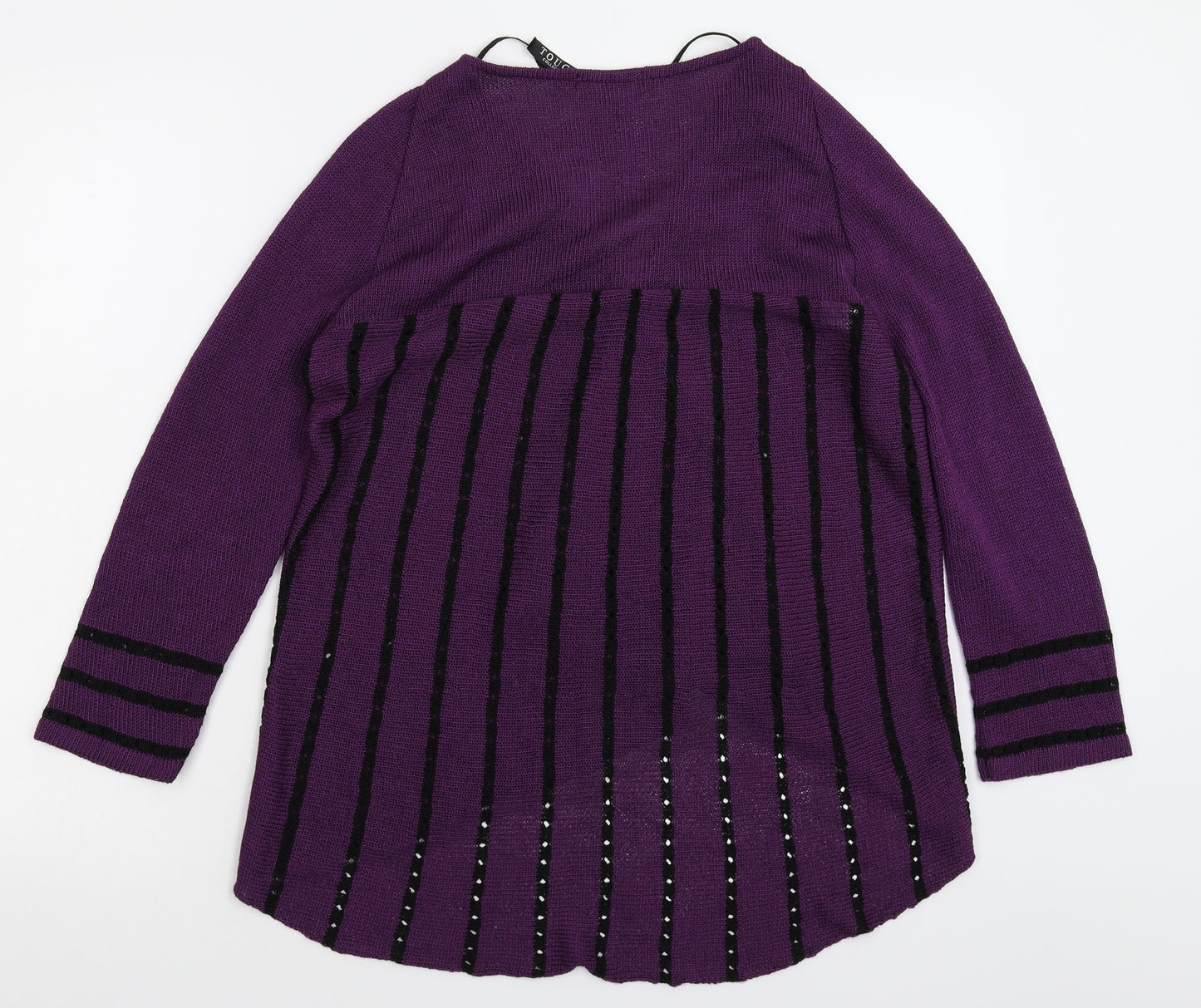 Touch Womens Purple Striped Knit Cardigan Jumper Size L