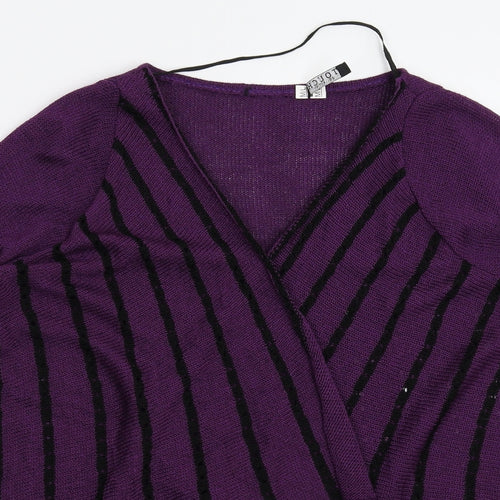 Touch Womens Purple Striped Knit Cardigan Jumper Size L
