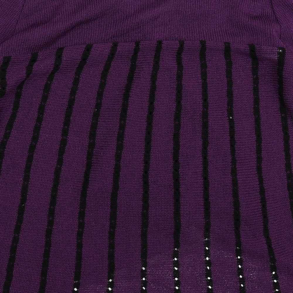Touch Womens Purple Striped Knit Cardigan Jumper Size L