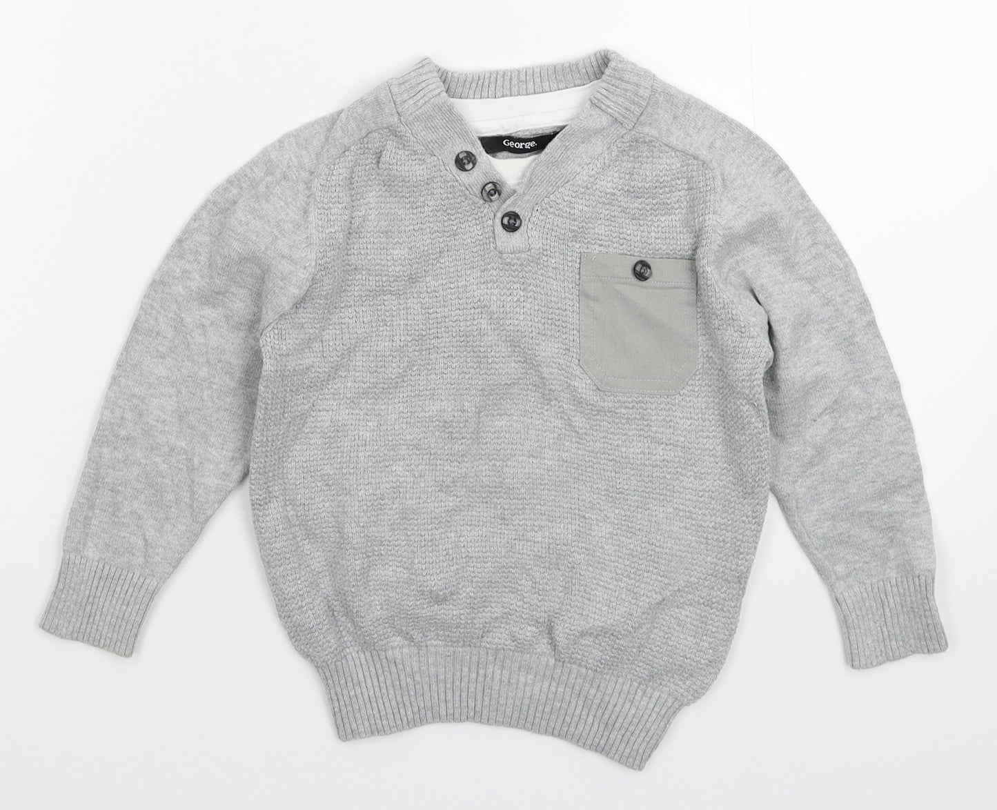 George Boys Grey  Knit Pullover Jumper Size 3-4 Years