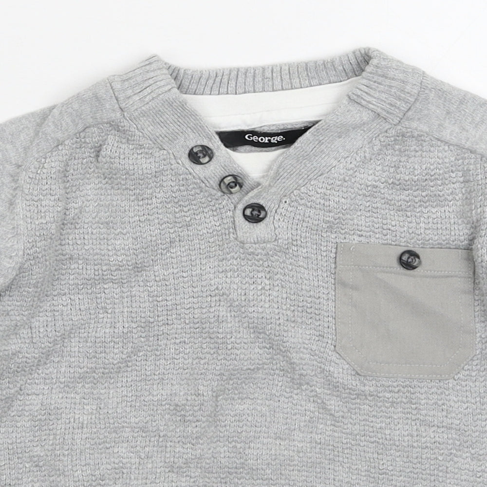 George Boys Grey  Knit Pullover Jumper Size 3-4 Years