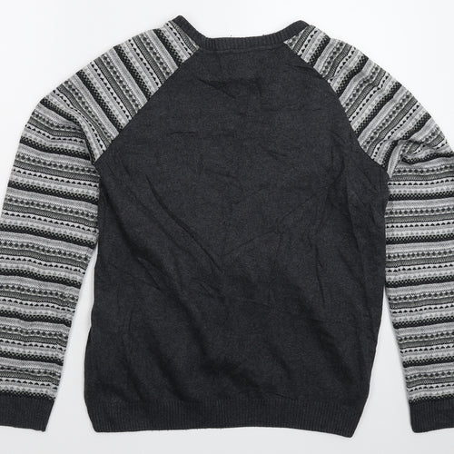 ASOS Mens Grey Geometric Knit Pullover Jumper Size M