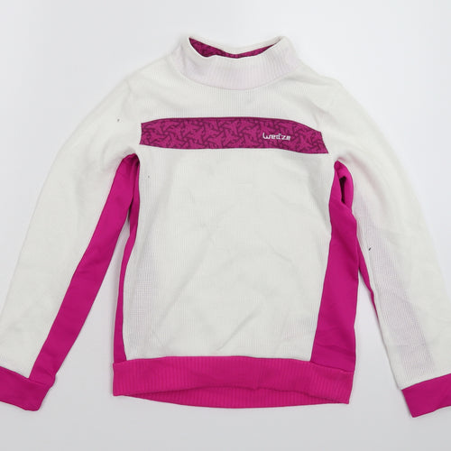 DECATHLON Girls White   Pullover Sweatshirt Size 10 Years