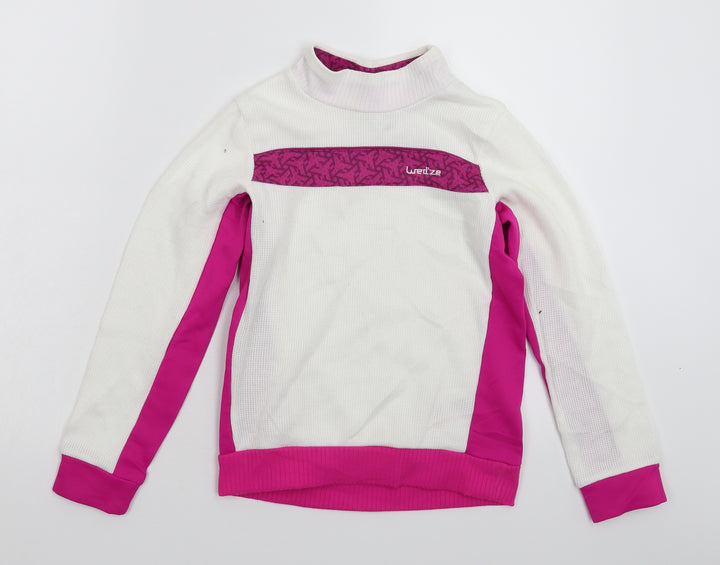 DECATHLON Girls White Pullover Sweatshirt Size 10 Years