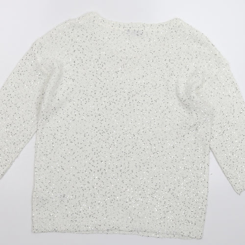F&F Womens White  Knit Pullover Jumper Size 12