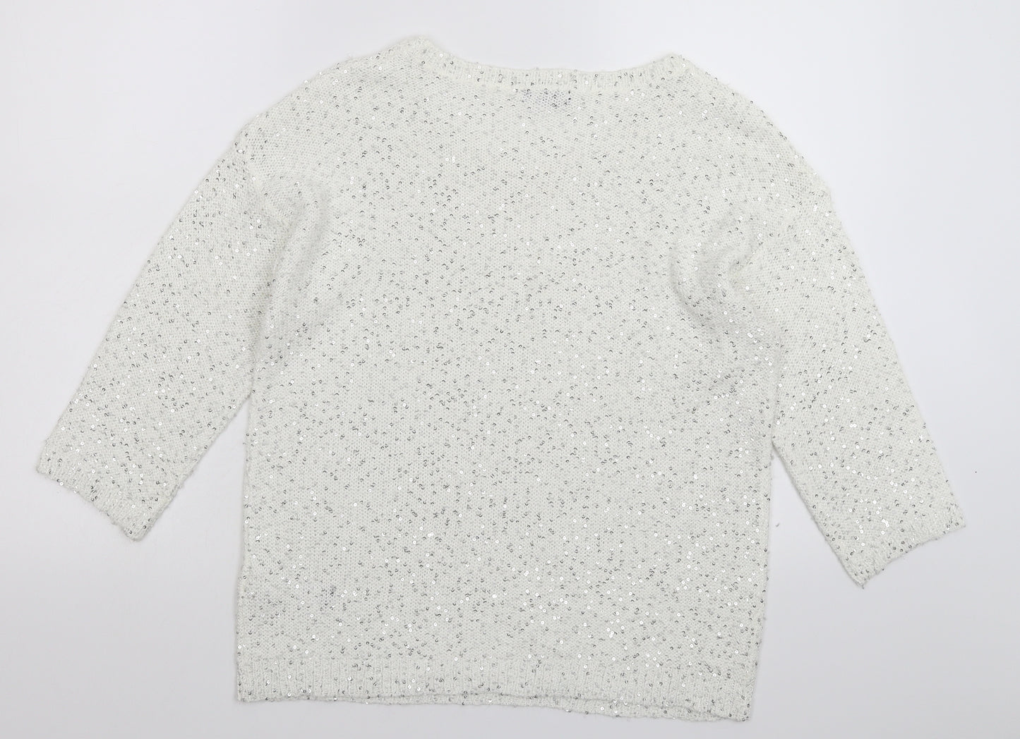 F&F Womens White  Knit Pullover Jumper Size 12