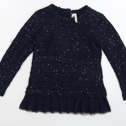 Young Dimension Girls Blue  Knit Pullover Jumper Size 6-7 Years