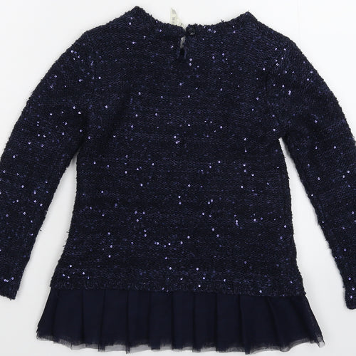 Young Dimension Girls Blue  Knit Pullover Jumper Size 6-7 Years