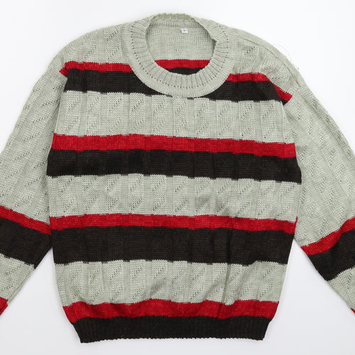 Preworn Womens Grey Striped Knit Pullover Jumper Size 10