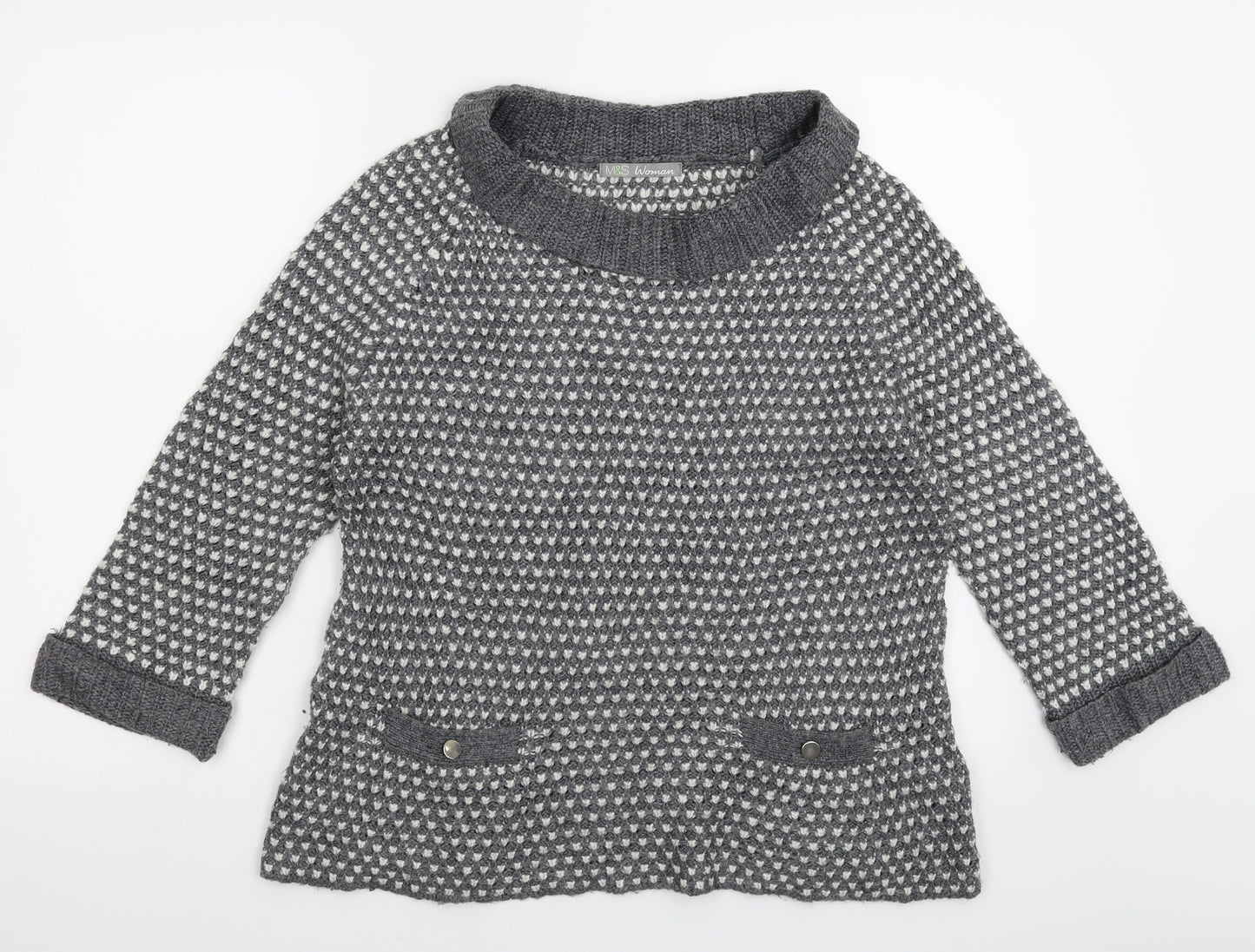 Marks and Spencer Womens Grey  Knit Pullover Jumper Size 10