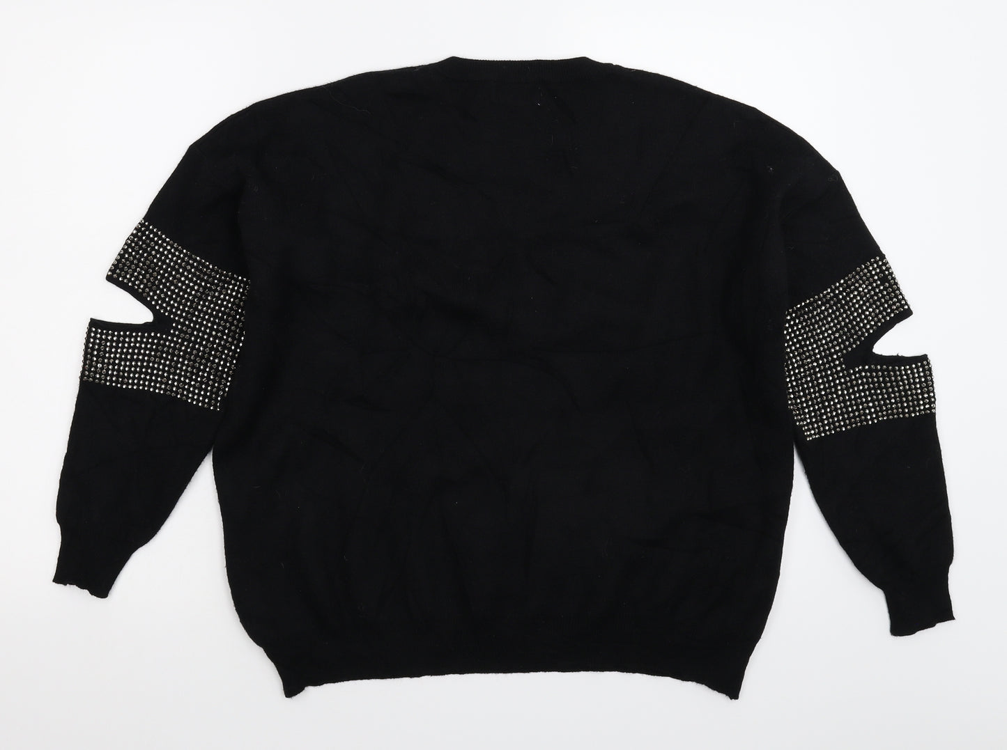 Wild Flower Womens Black  Knit Pullover Jumper Size L