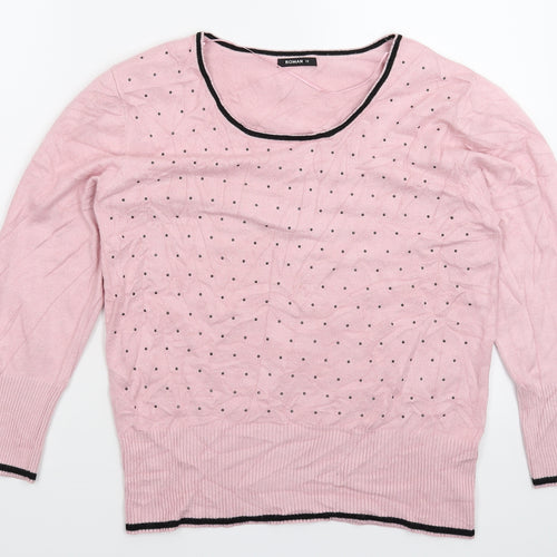Roman Womens Pink  Knit Pullover Jumper Size 10