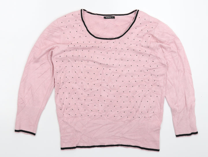 Roman Womens Pink Knit Pullover Jumper Size 10