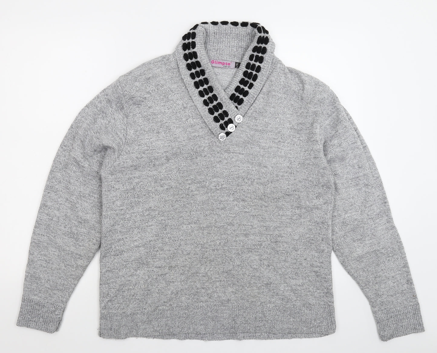 Glimpse Womens Grey  Knit Pullover Jumper Size XL